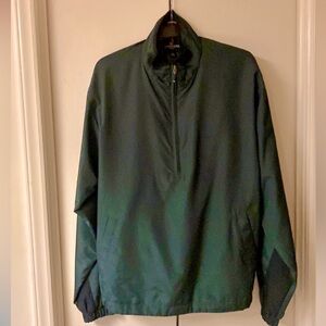 Dockers Golf Men M Dark Green/Black 1/4 Zip Pullover Lined Windbreaker Jacket